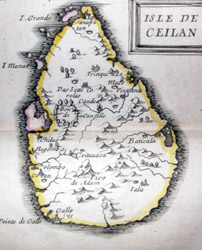 Serandib  (Ceylon) from a 16th century map.